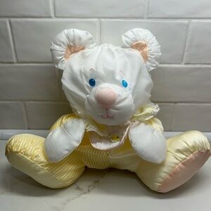 Fisher Price Puffalump White Yellow Teddy Bear Rattle Plush vintage 1988